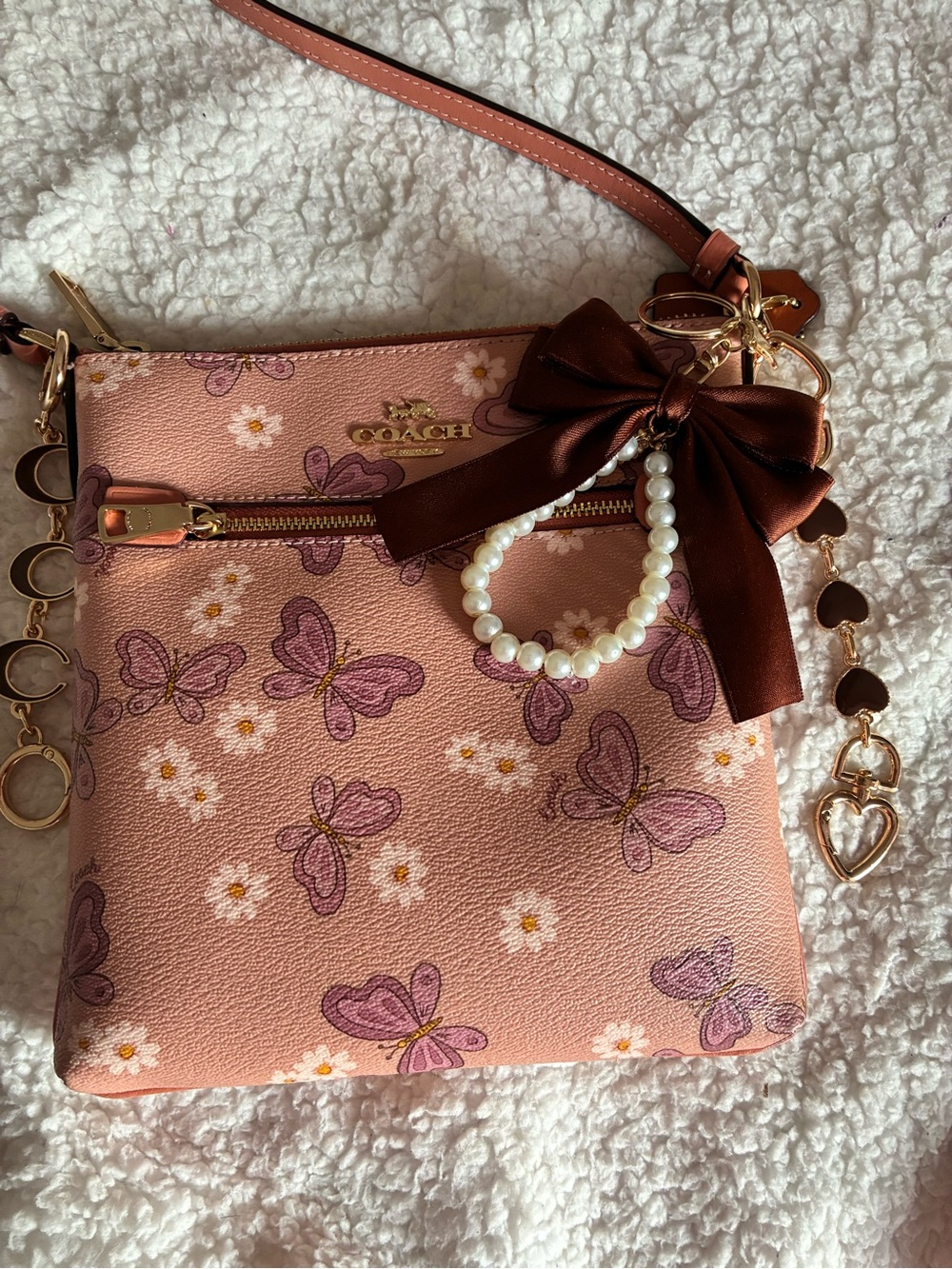 Coach Pink Butterfly & Daisy Crossbody Bag - Picture 2 of 8